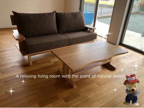 熊本・T様邸☆天然木タモ無垢材のソファ&ローテーブル☆お届けいたし